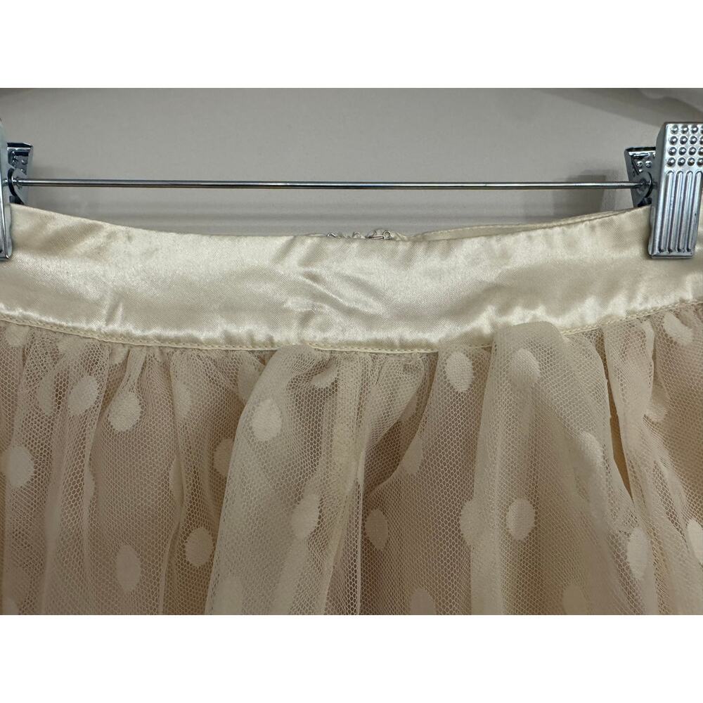 Tulip B Ivory Polka Dot Tulle Skirt Small Layered Mesh Satin Waist NEW - Picture 8 of 12